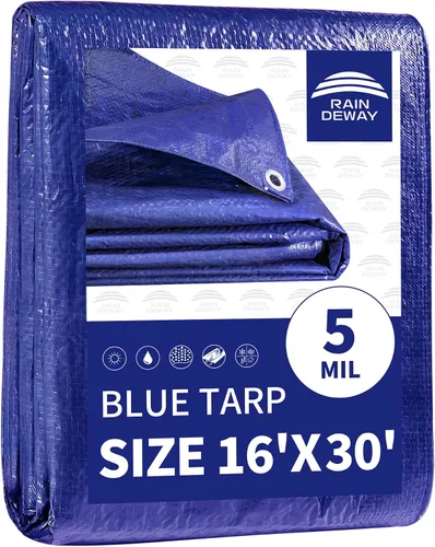 Miniatura 33 de RAINDEWAY Tarps - Lona impermeable de color azul de 4 x 16 pies de grosor, resistente a desgarros, multiusos, para techo, campamento, automóvil