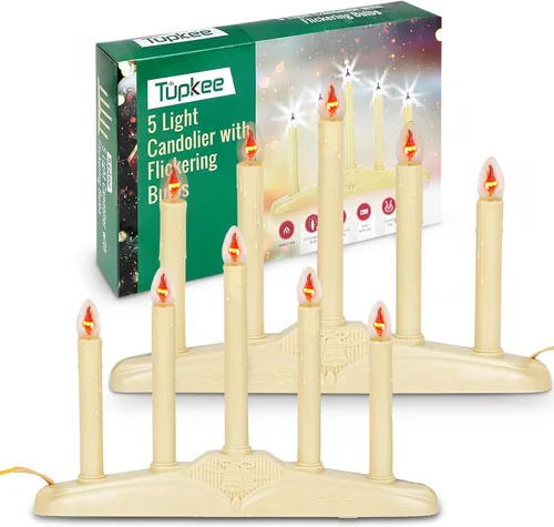 Miniatura 10 de Velas Candolier de Navidad para Ventana Tupkee – con Bombilla Parpadeante – Única para Interior - Vela Eléctrica Sin Llama para Ventana Candelabro 1