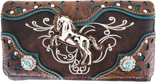 Miniatura 3 de Juego de monedero oculto de cuero con corte láser para caballo campo vaquera bolsos de hombro cartera