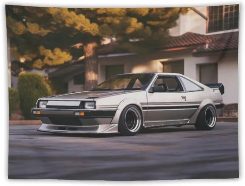 Miniatura 15 de QEOPGNE Tapiz grande para colgar en la pared, diseño de puente de puerta dorada, grandes olas, japonés, retro, Jdm, auto, R34, tapiz para 2