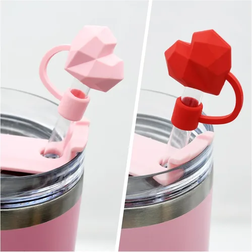 Miniatura 2 de Tapa de popote para copa Stanley, adorno de popote en forma de corazón compatible con vaso de 30 y 40 onzas con asa, tapas de paja de 0.4 pulgadas