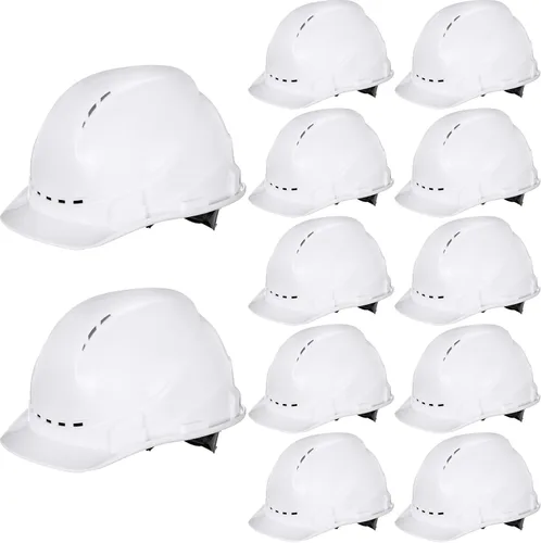 Xuhal 12 Piezas Casco de Seguridad con Suspensión de 4 Puntos en Paquete con Ventilaciones y Almohadilla de Algodón en la Frente Cascos de Blanco