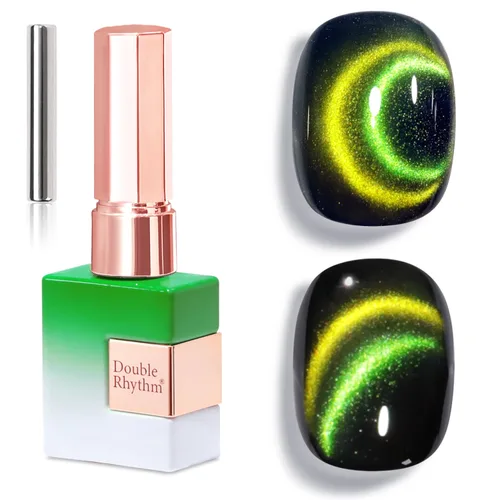 Miniatura 59 de Double Rhythm Esmalte de gel Jelly Glass de ojo de gato con imán, 0.5 onzas líquidas, brillo holográfico, brillante, translúcido