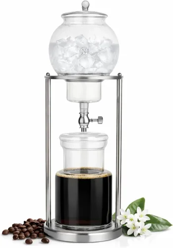 Miniatura 7 de Nispira Moderna Cafetera de Café Helado de Infusión Fría con Goteo Lento de Acero Inoxidable de Color Cobre 400mL de Vidrio de Borosilicato