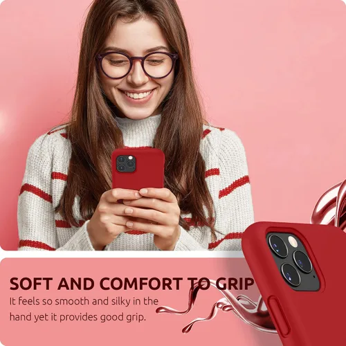 Miniatura 6 de SURPHY Funda compatible con iPhone 11 Pro de 5.8 pulgadas, funda gruesa de silicona líquida (con forro de microfibra) para 11 Pro 2019, color rojo