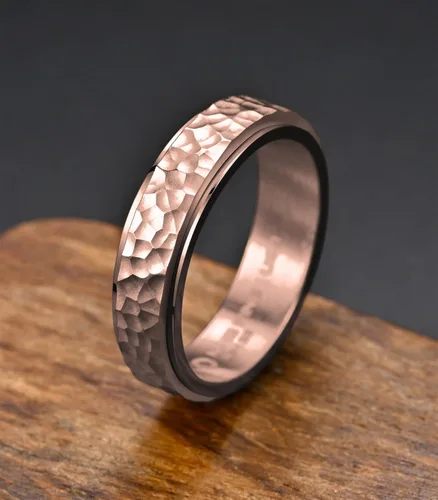 Miniatura 2 de King Ring 6mm Hammered Spinner Ring – Fidget Ring for Men & Women – Designed in USA Rosa