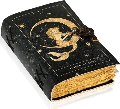 Miniatura 16 de Book of Spells - Diario encuadernado en cuero con papel de borde irregular, grimorio, diario impreso del Tercer Ojo, suministros de brujería