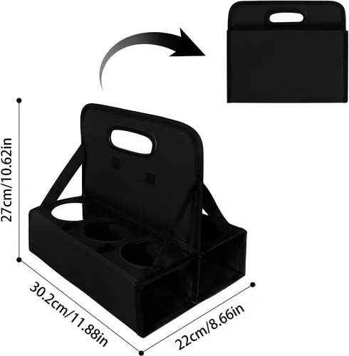 Miniatura 4 de Portabebidas portátil para 6 tazas, con asa, soporte plegable reutilizable para café, vino, latas, lleva de forma segura bebidas frías y calientes
