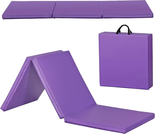 Miniatura 7 de HomGarden Colchoneta para gimnasia de 6 x 2 pulgadas de grosor, alta densidad, antidesgarros, plegable, para gimnasio, aeróbicos, con asas de Varios