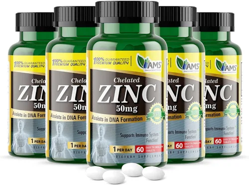 Miniatura 6 de America Medic & Science Suplementos de zinc quelatado de 50 mg (1 paquete de 60 tabletas) refuerzo inmunológico y potentes píldoras antioxidantes