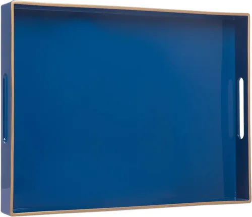 Miniatura 18 de MAONAME - Bandejas de servir azules con asas, bandeja decorativa ovalada para mesa de café, juego de bandejas anidadas de 2, bandeja de tocador