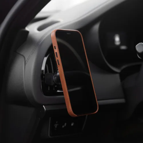 Miniatura 5 de Bullstrap Funda minimalista de cuero hecha a mano con parte inferior abierta para iPhone 13 Mini Funda de cuero de grano completo compatible