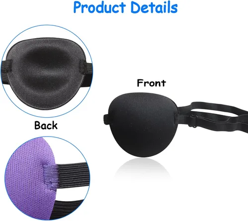 Miniatura 2 de 6 piezas de parches oculares, parches oculares ajustables suaves para adultos y niños, parche ocular médico para ambliopía y ojo vago, para ojos