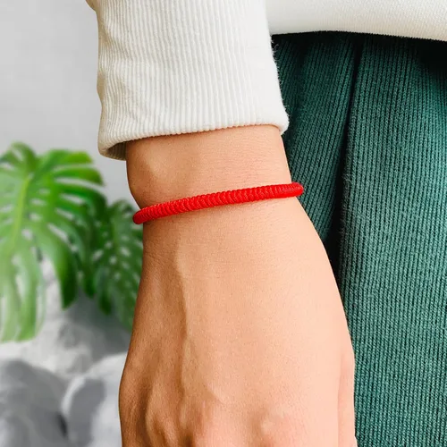 Miniatura 41 de Pulseras tibetanas hechas a mano con cuerda roja para él y ella, pulsera de la amistad, pulsera de la amistad, hilo negro y rojo para protección