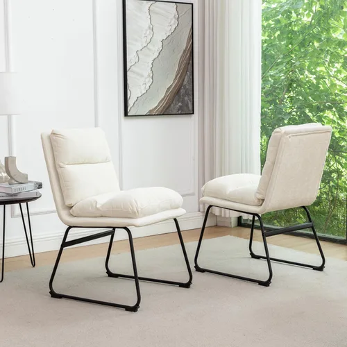 Miniatura 4 de Roundhill Furniture Milos - Juego de 2 sillas de comedor tapizadas contemporáneas, color marrón antiguo