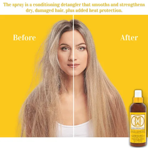 Miniatura 4 de OMM Collection Acondicionador natural ligero sin enjuague, espray desenredante hidratante para cabello encrespado y rizado, evita roturas
