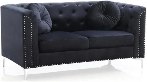 Glory Furniture Sofá de dos plazas Pompano Velvet en negro