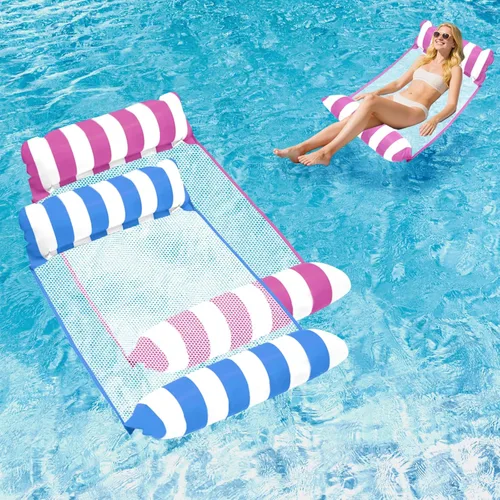 Flotadores de piscina para adultos, balsas flotantes de malla inflables mejoradas, flotador de piscina multiusos 4 en 1, hamaca de agua, flotadores