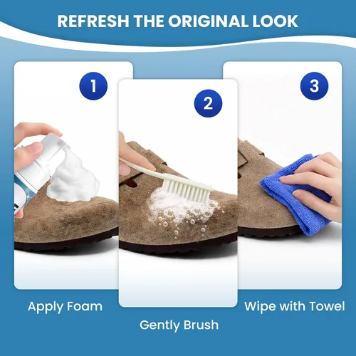 Miniatura 5 de Suede Shoe Cleaner, Color-Safe Foam Cleaner for Suede & Leather Shoes - Removes Dirt, Stains & Water Spots