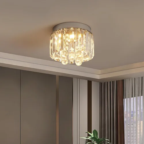 Miniatura 13 de Lámpara de techo LED de cristal, moderna lámpara de techo semiempotrada para sala de estar, comedor, dormitorio, isla de cocina, entrada
