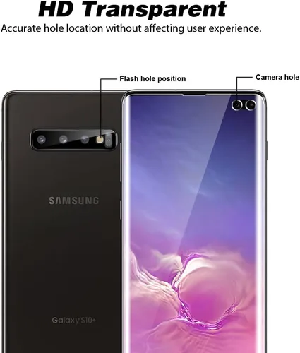 Miniatura 5 de TOCOL Paquete de 2 + 2 protectores de pantalla para Samsung Galaxy S10 Plus, paquete de 2 protectores de pantalla de TPU y 2 protectores de lente