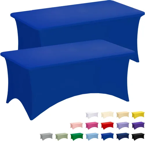 Miniatura 80 de Fixwal Paquete de 3 Manteles Negros para Mesas Rectangulares de 6 Pies, Manteles Rectangulares Elásticos de Spandex Ajustables de 6 Pies