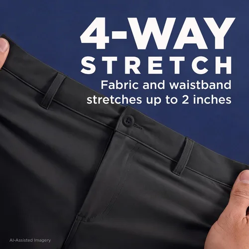 Miniatura 4 de Haggar - Pantalón deportivo de viaje para hombre, ajuste recto, 5 bolsillos, elástico, casual, con tecnología Performance