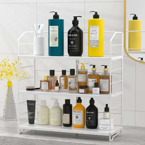Miniatura 10 de BOIVSHI Organizador de encimera de baño, organizador de encimera de baño de 3 niveles, 8 niveles de altura ajustable, organizador de baño para Negro