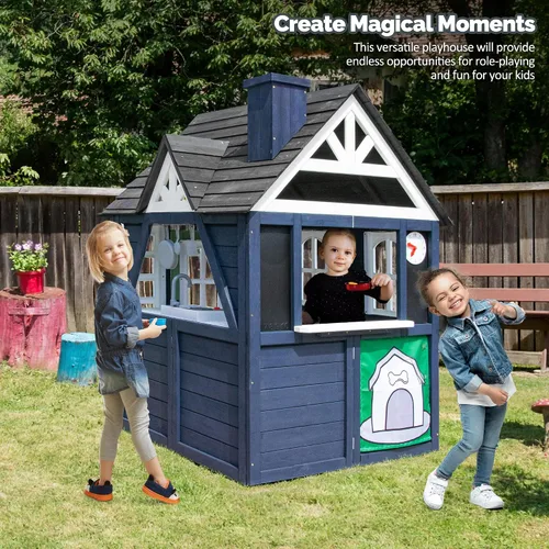 Miniatura 2 de Seizeen Casa de Juegos para Niños al Aire Libre, Casa de Juegos Moderna de Madera de Abeto, Casa de Juegos Tipo Cabaña para Interiores y Exteriores
