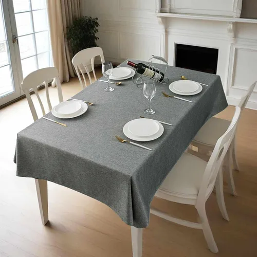 Miniatura 33 de Qidordour Mantel Redondo, 60 pulgadas de Diámetro, Mantel de Lino Sintético, Resistente al Agua, A Prueba de Derrames, Limpiable, Cubierta de Mesa
