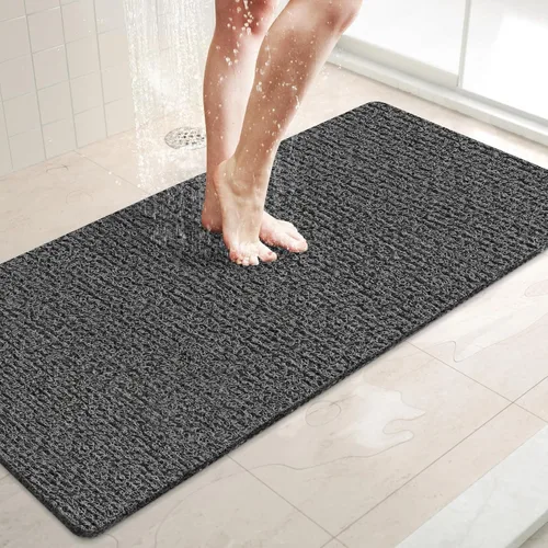 Miniatura 73 de LuxStep - Tapete de ducha, de 24 x 36 pulgadas, tapete de baño antideslizante con drenaje, tapete de baño de cloruro de polivinilo, de secado Gris