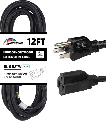 Miniatura 31 de Cable de extensión para exteriores de 10 pies, 16/3 SJTW, cable de extensión verde duradero para luces de Navidad con enchufe de tierra de 3 puntas