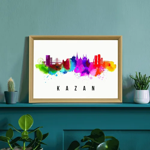 Miniatura 3 de Póster de Kazan Skyline Russia, pintura de paisaje urbano de Kazán, póster de Rusia, impresión de paisaje urbano de Kazán y monumentos, arte