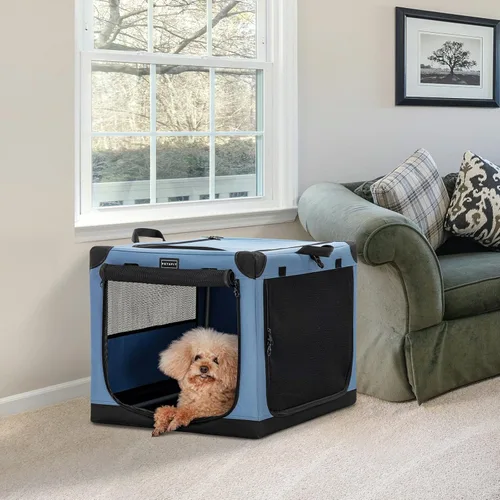 Miniatura 9 de PETSFIT Jaula portátil suave de 26 pulgadas para perros – Marco resistente en espiral patentado, perrera plegable para perros pequeños, 3 puertas