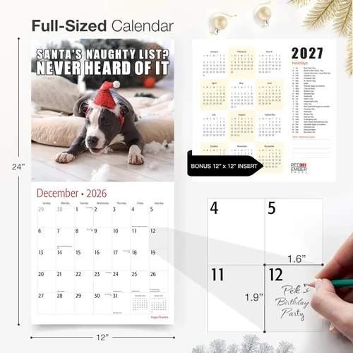 Miniatura 5 de RED EMBER Doggy Disasters 2026 - Calendario de pared de 12 meses, 12 x 24 pulgadas, abierto, papel grueso y resistente, para regalo, calendario 2026