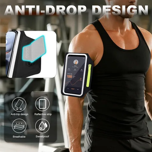 Miniatura 7 de Brazalete para correr con funda para auriculares y ranura para tarjetas, soporte para teléfono para iPhone 17 16 15 14 Pro Max Plus Galaxy S25 S24