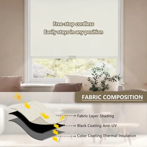Miniatura 5 de SUNOFF Persianas Enrollables Opacas Inalámbricas para Ventanas de Parada Libre, Bajar Oscurecimiento de Habitación con Cenefa, Persianas de Tela