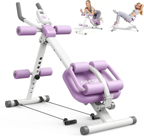 EPHESPORT Multifunctional Ab Machine, Crunch & Sit-Up Core Trainer, Adjustable Ab Trainer with Knee & Back Support, Foldable, Full Body Workout