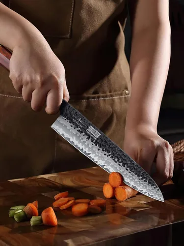 Miniatura 6 de HOSHANHO Juego de 5 cuchillos de cocina japoneses de acero de alto carbono, juego de cuchillos de chef profesionales ultra afilados con mango