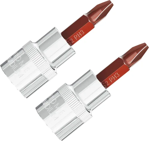 Miniatura 7 de 2 unidades de 3/8 pulgadas PH1 (#1) Phillips socket, puntas de destornillador de acero S2 tratadas térmicamente, enchufe CR-V de 1.9 pulgadas