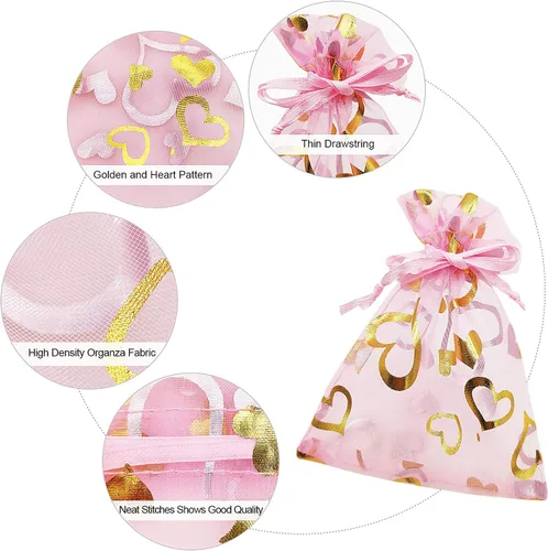 Miniatura 2 de SumDirect - Bolsas con cordón para bodas, fiestas, navidad, 100 unidades, 3.35'' x 4.53