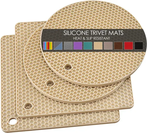 Miniatura 29 de Salvamanteles de silicona para platos calientes, soportes multiusos para ollas, 4 unidades, 2 tamaños de 7 pulgadas y 9 pulgadas, resistentes al 03