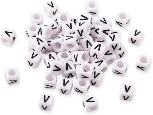 Miniatura 19 de FASHEWELRY 300 cuentas cúbicas de acrílico con números cuadrados mezclados del 0 al 9, cuentas de acrílico blanco de 0.236 x 0.236 pulgadas