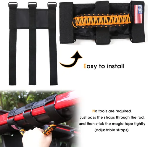 Miniatura 5 de sukemichi Asas de agarre para barra de agarre para Jeep Wrangler Accesorios TJ JK JL Gladiator JT - Hebilla de metal mejorada, naranja cibernético