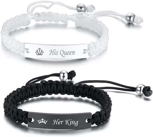 Miniatura 15 de VNOX Pulsera Personalizada Personalizable Nombre Fecha Cita Amistad Amor Pareja Pulsera Hecha a Mano Cuerda Trenzada Pulsera Regalo Aniversario