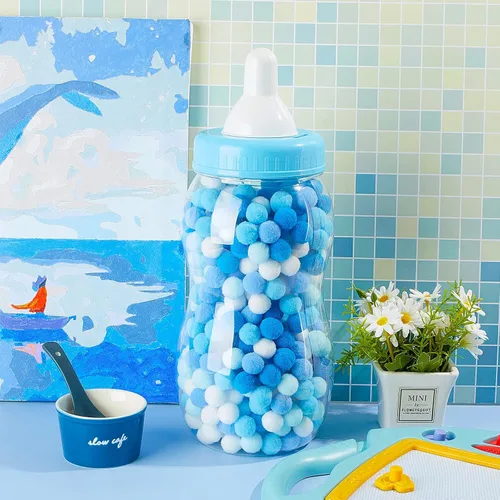 Miniatura 7 de Tessco for you - 2 botellas grandes de leche para bebé, rellenables, alcancía, contenedor de plástico para juegos y revelación de género, Blanco