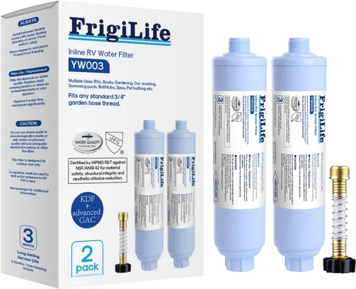 Filtro de agua para autocaravana, certificado NSF/ANSI 42, reduce el cloro, metales pesados y mal olor, con protector de manguera, proporciona agua