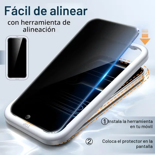 Miniatura 4 de JETech - Protector de pantalla de privacidad para iPhone 17 Pro de 6,3 pulgadas con protector de lente de cámara, película de vidrio templado