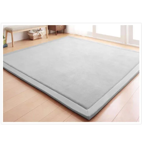 Miniatura 14 de Loartee Alfombras de Terciopelo Coral para Gatear (4'11"x4'11", Beige) para Área de Juego de Niños Pequeños Alfombras Tapete de Yoga Almohadillas