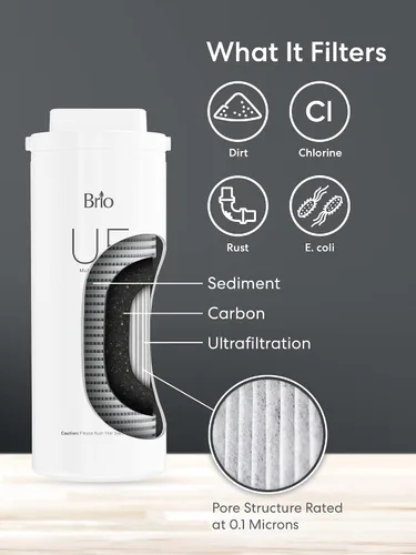 Miniatura 4 de Brio Reemplazo del filtro de agua de ultrafiltración de 3 etapas para sistemas de filtración UF100FBLK y UF100FWHT